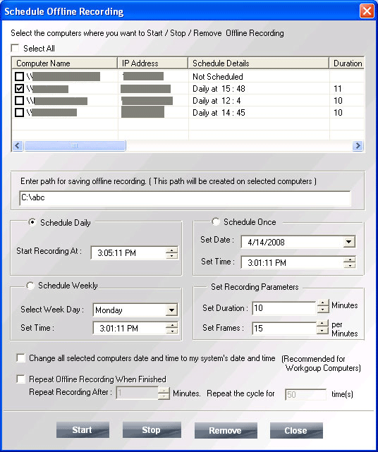 Schedule Offline Recording