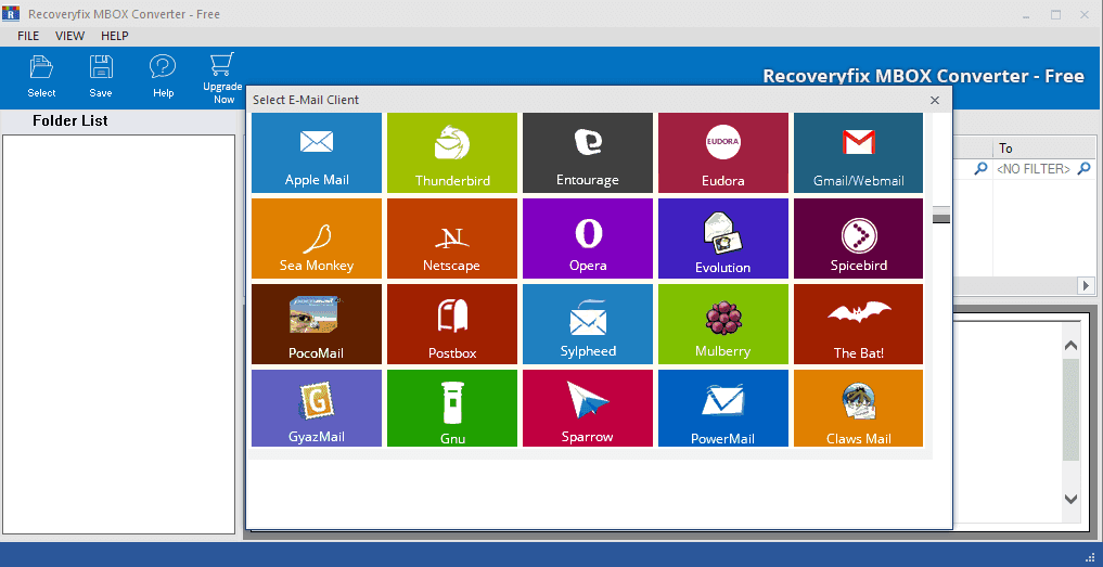 Home screen of mbox converter tool