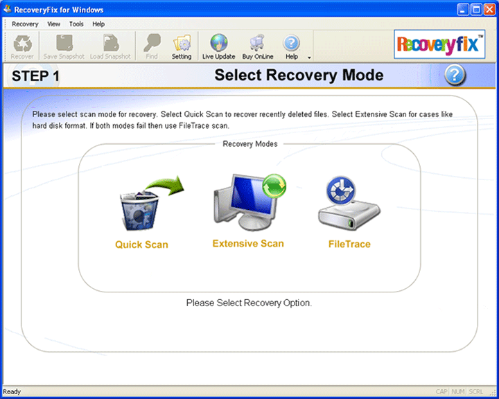 Screenshot of Windows Data Recovery Software