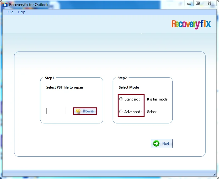 Select the Mode and Browse