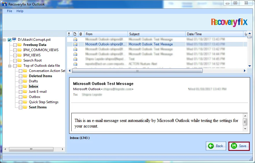 Select the required data and click Save