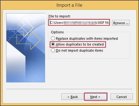 Select Browse to define the path