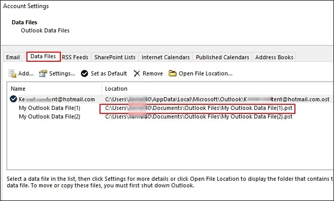 Click on Data Files
