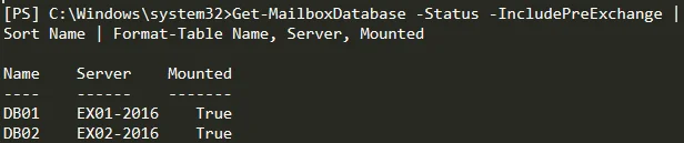 command for Exchanger Server Management Shell