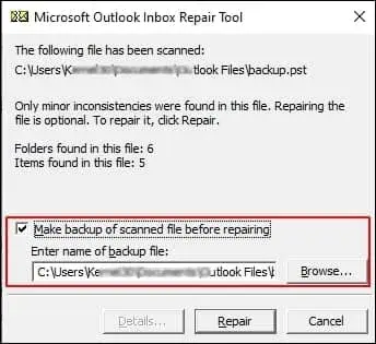 click Repair to start repairing