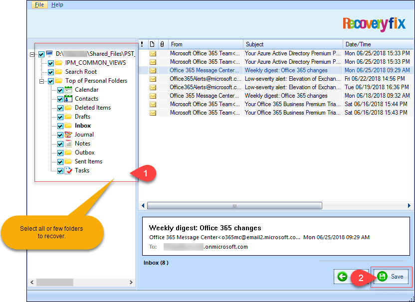 some specific folders you want to recover and click Save 