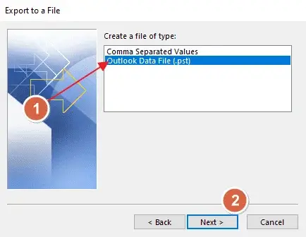 Select Outlook Data File