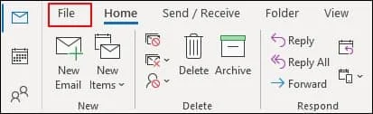 Access the Outlook application and tap on the File option