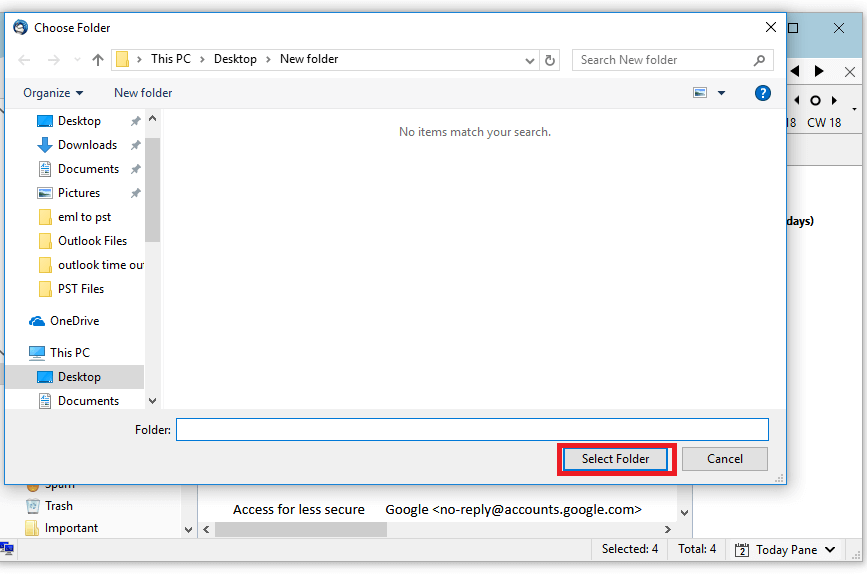 Select Folder option