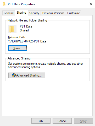 location should be shared network path