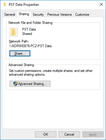 location should be shared network path