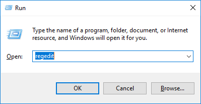 Registry Editor box by selecting Windows + R on the keyboard