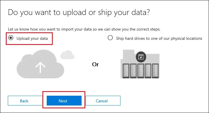 Network upload method