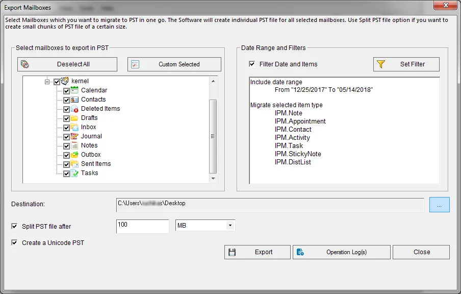 Click on Export