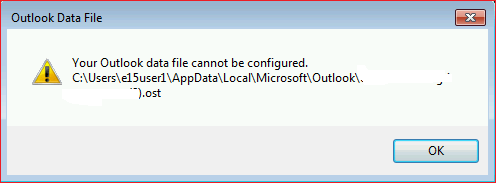 your outlook data file cannot be configured ost
