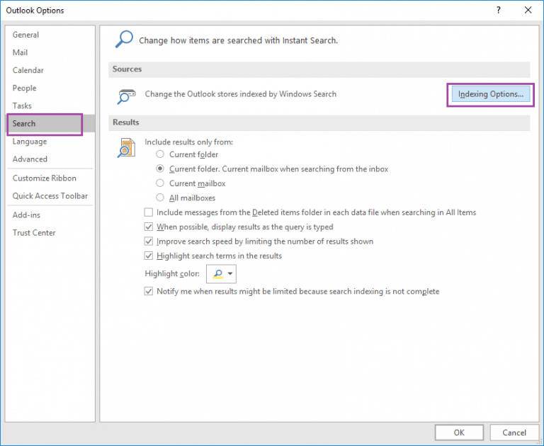 Resolve Outlook 2016 Search Greyed Out Error