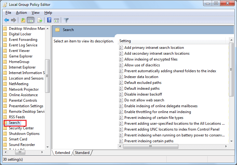 Open Local Group Policy and locate the following link: