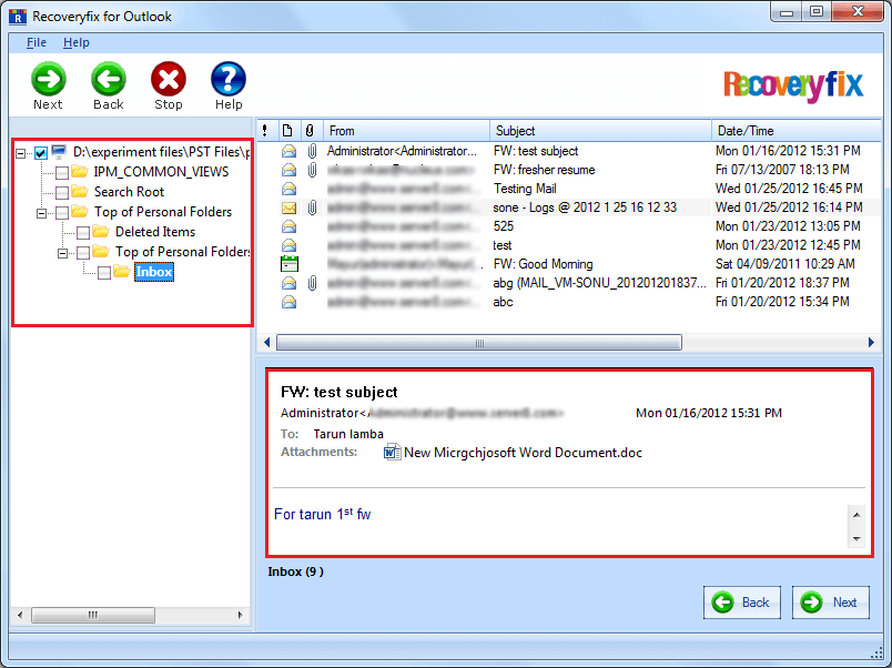 repair all the corrupt files, with entire folder list with original hierarchy on the right pane