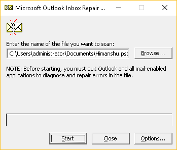 the messaging interface returned an error outlook 2000