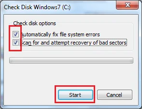 select both the check boxes and click Start