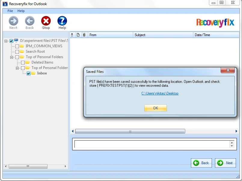 successful completion message