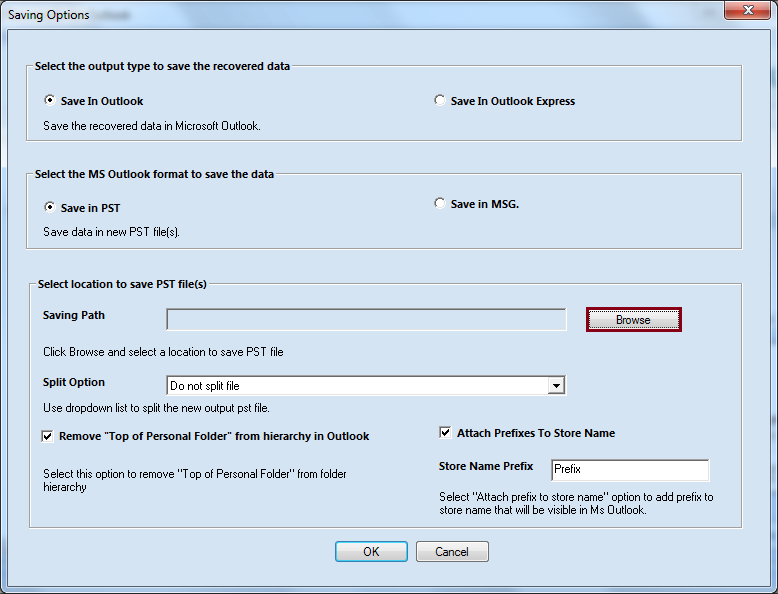 choose the appropriate splitting options, click OK anyways