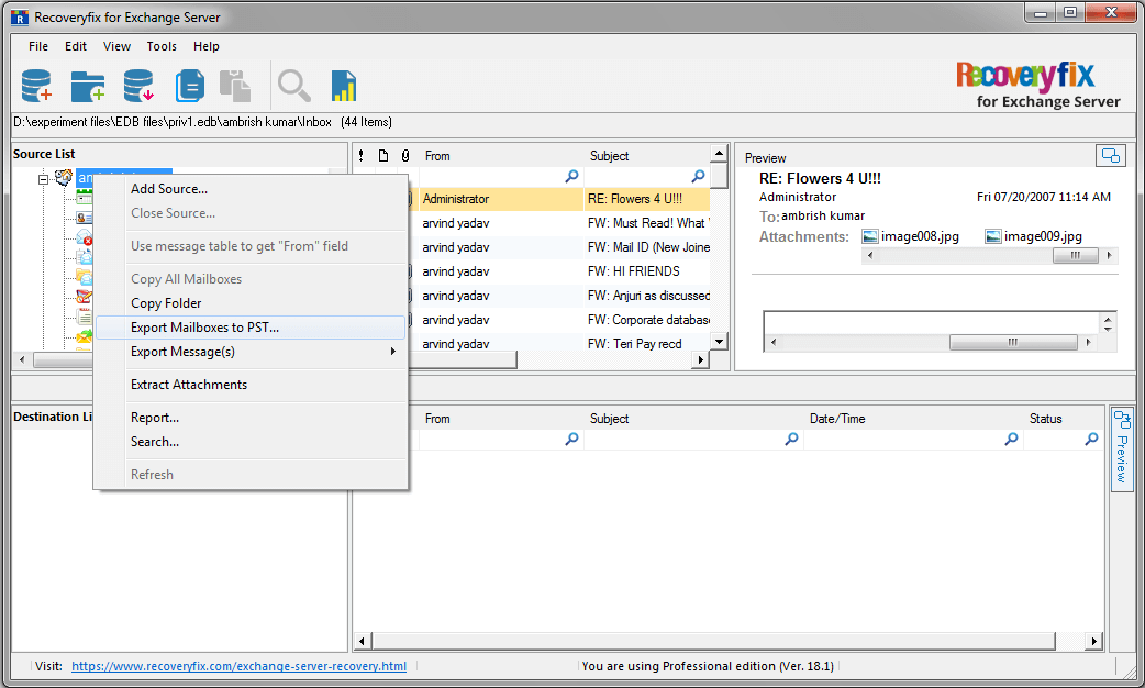 right click on the selected mailbox and then export it to PST