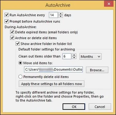 Ensure that Run AutoArchive checkbox is ticked