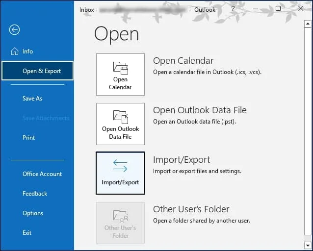 select Import or Export