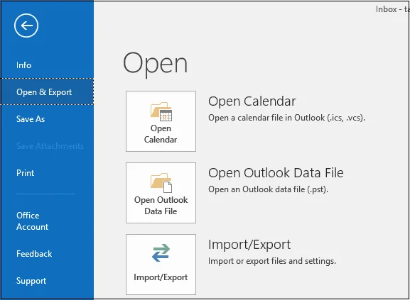 select Import or Export