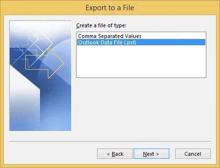 select “Outlook Data File