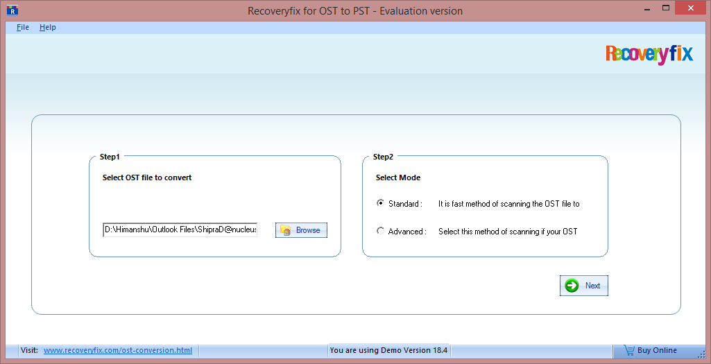  select the file that you want to convert and click Next