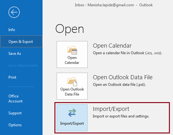 click Import/Export.