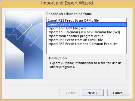 Export to file