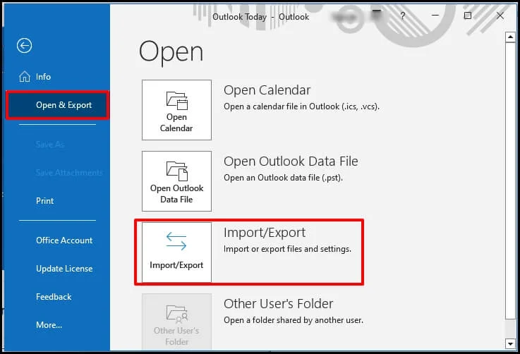 click Import or Export option