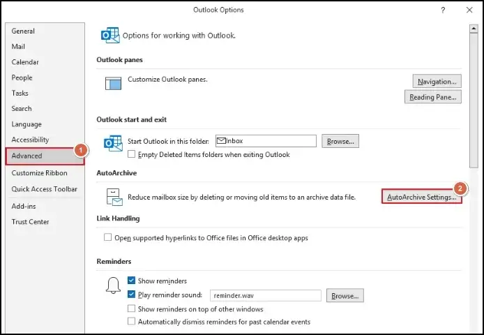 choose the AutoArchive Settings