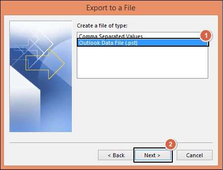 Select file type to import
