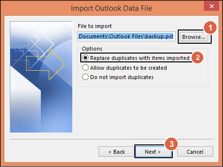Click Browse to select File to Import
