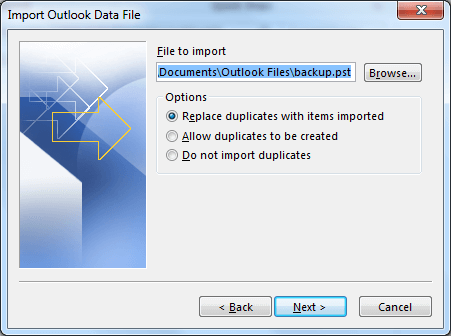 Click Browse to select File to Import. Click Next
