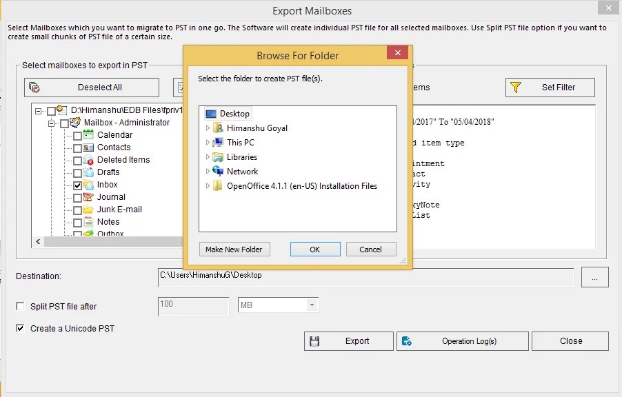 select the destination of your file and click on Ok