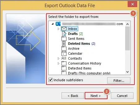 export from the Thunderbird account and click Next