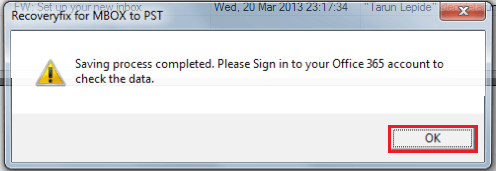 MBOX File has been saved as Office 365