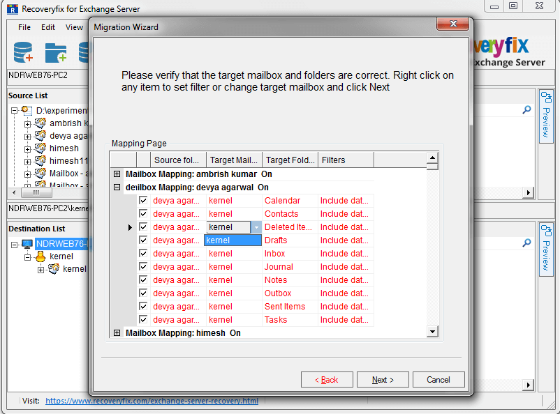 Click Next after mapping