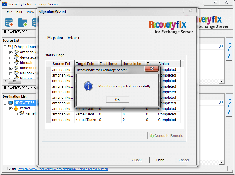 Click Ok and then click Finish to end the process