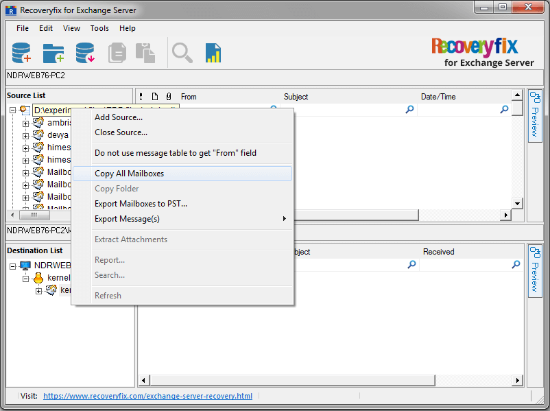 Select Copy all mailboxes
