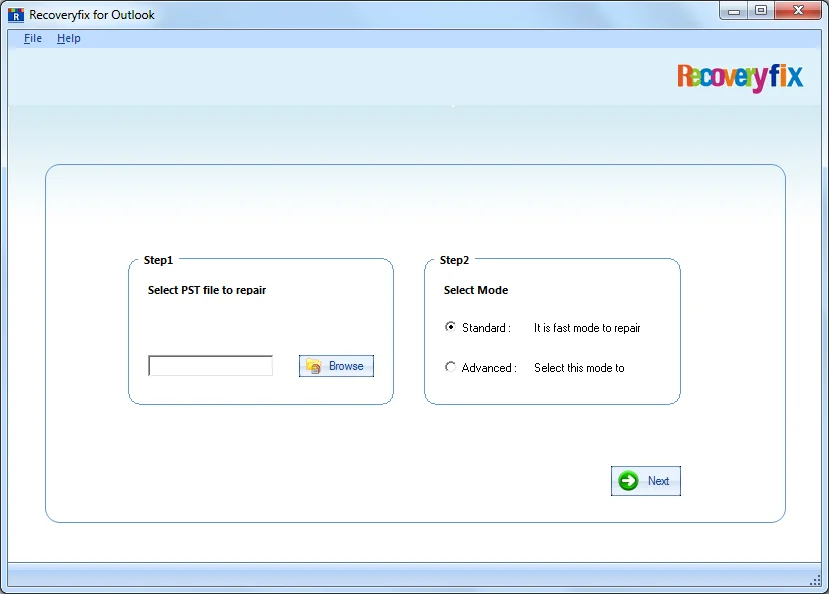 Select the PST File you wish to repair and click Next