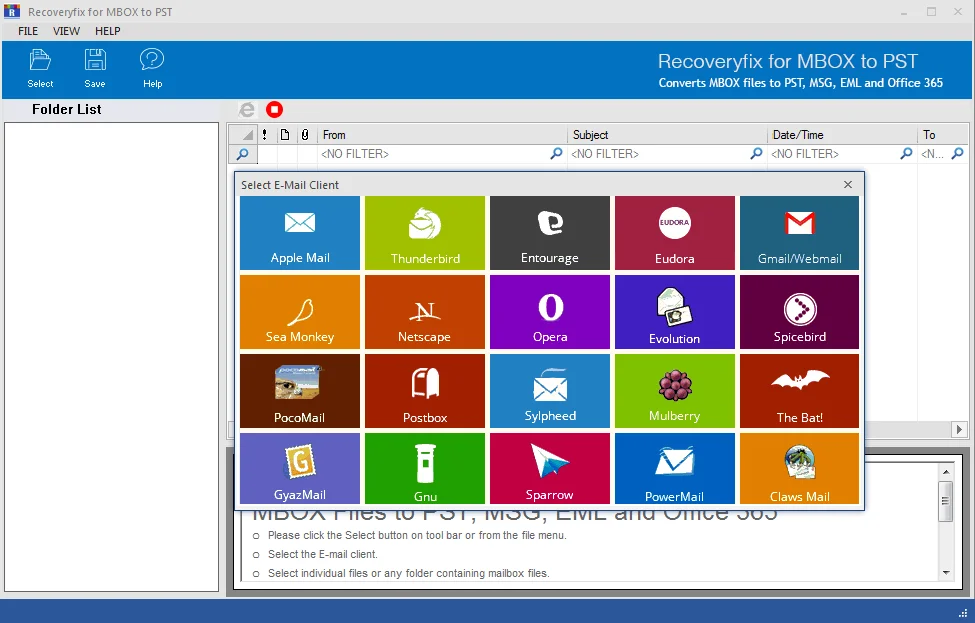 select your email client