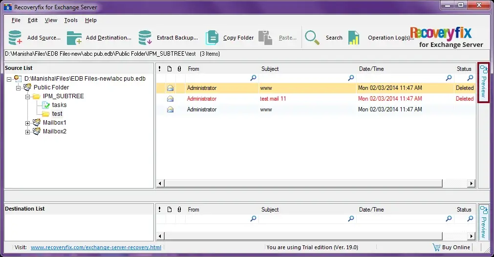 Select the items you want to view and click on the Preview