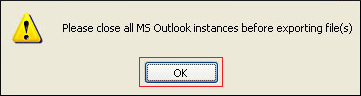 important to exit all Outlook instances, click Ok