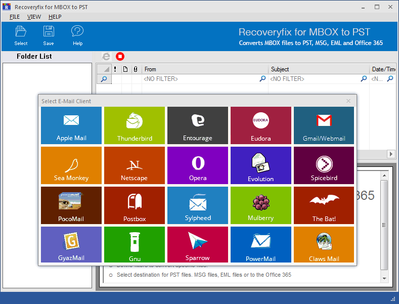 Select an email client